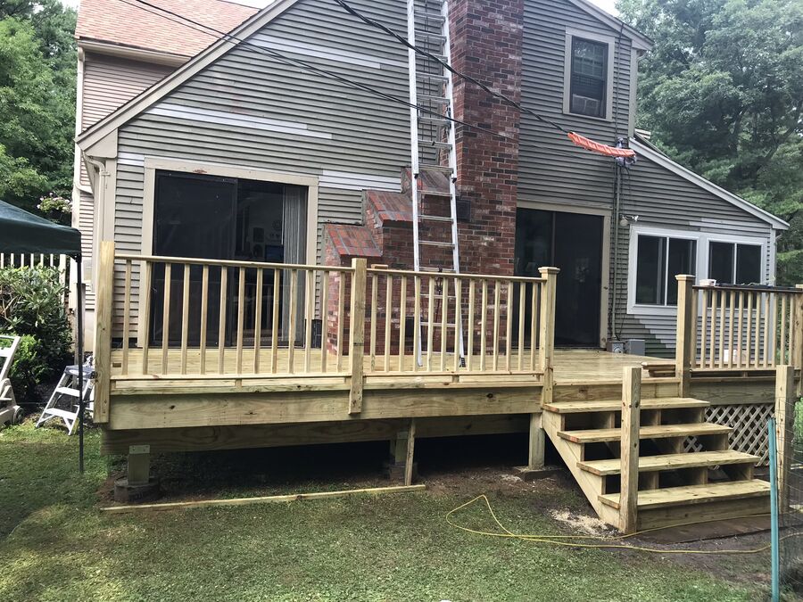Completed natural wood deck